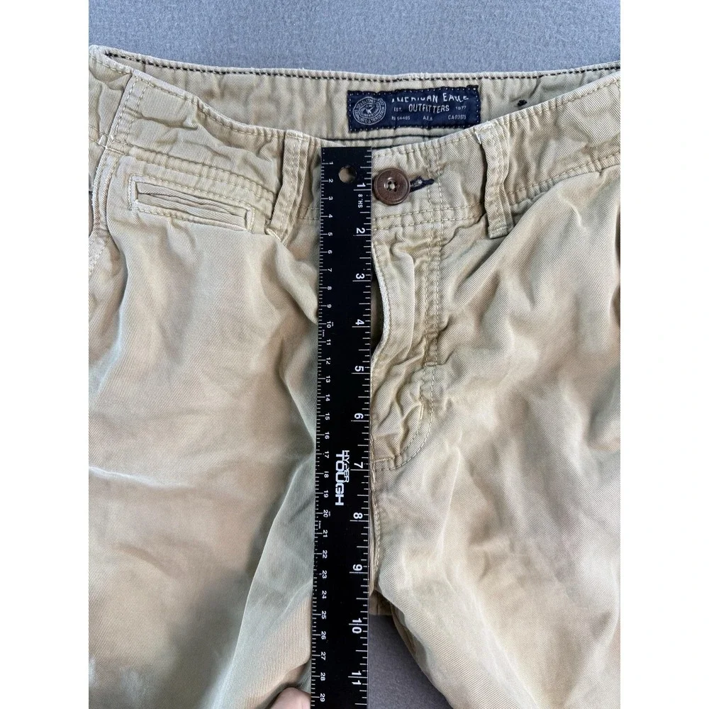 Y2K American Eagle Longer Length Shorts Mens 28 Beige Chino 11 Inseam